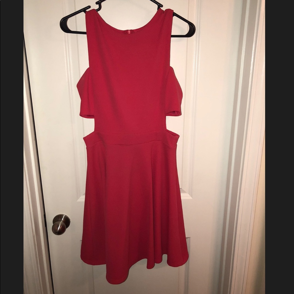 Fit and flare mini dress with side cutouts
